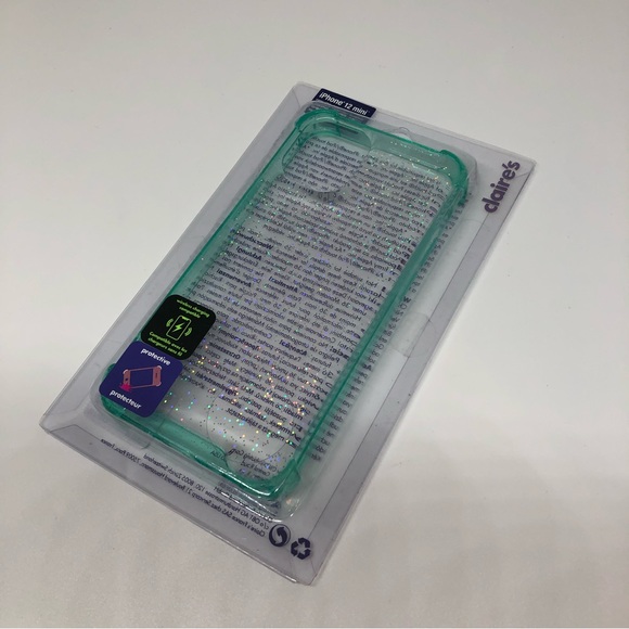 NWT Claire’s iPhone 12 Mini Blue Green Clear Case w Sparkles Protective - Picture 3 of 3